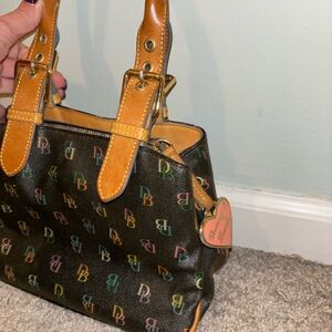 Dooney & Burke Stylish Black and Tan Handbag